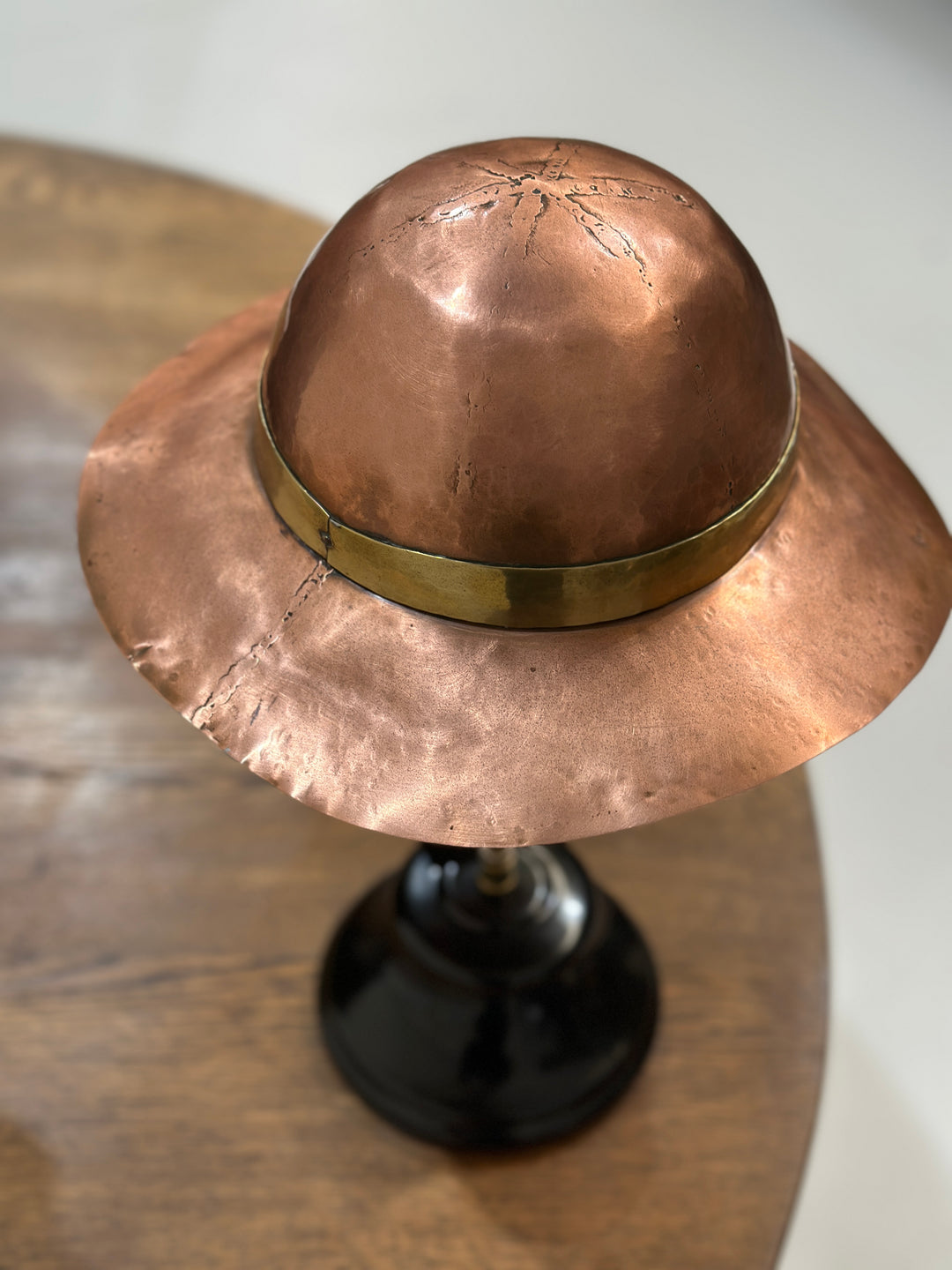 French Copper Hat on Stand