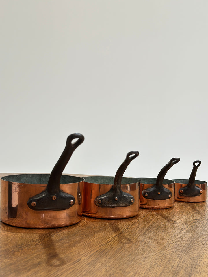Set of 4 Copper Saucepans