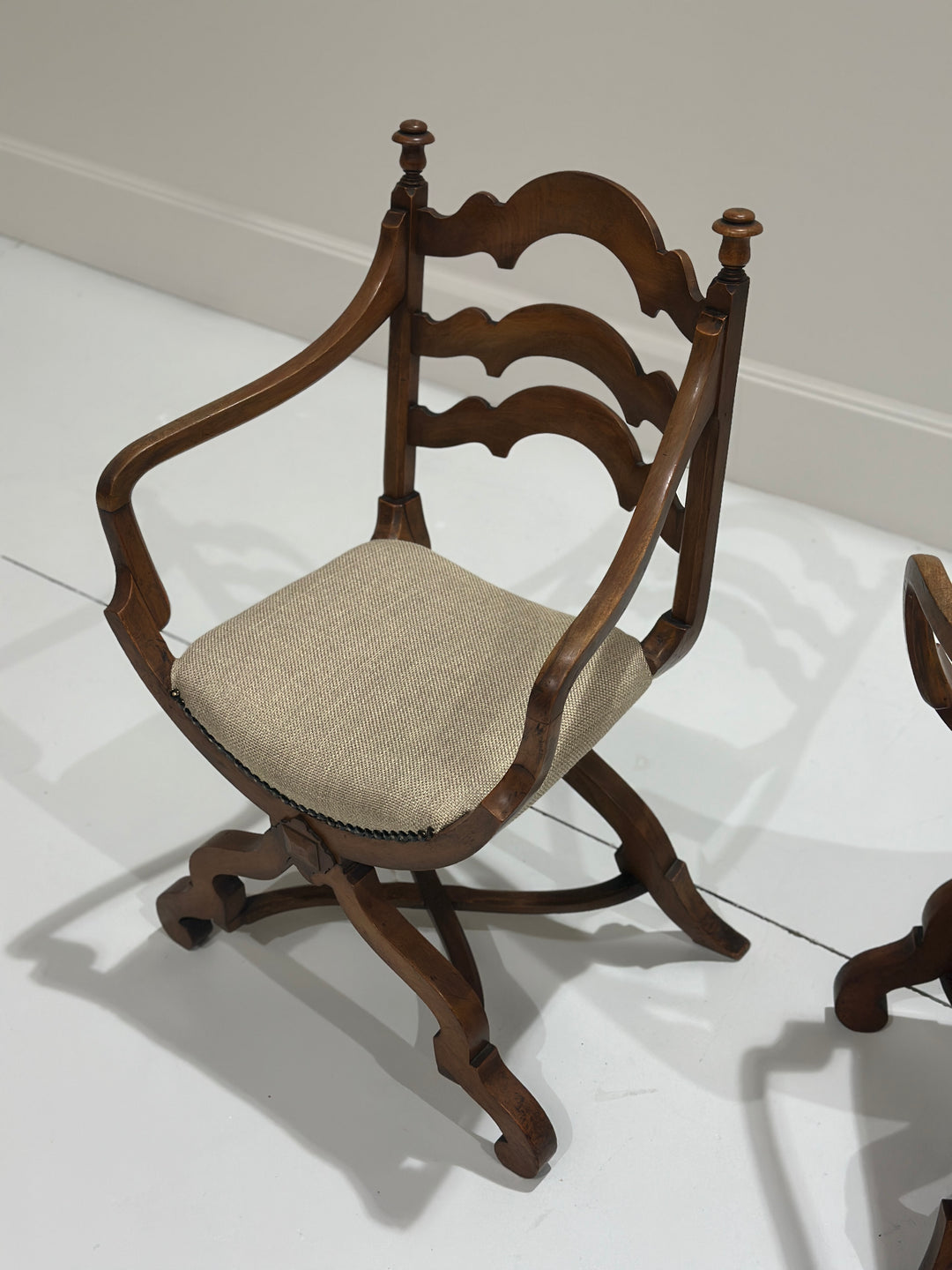 Pair of European Walnut Gondola Chairs