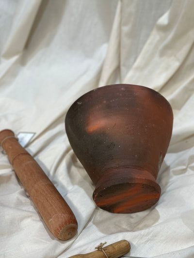 Vintage Terracotta Clay Mortar & Pestle