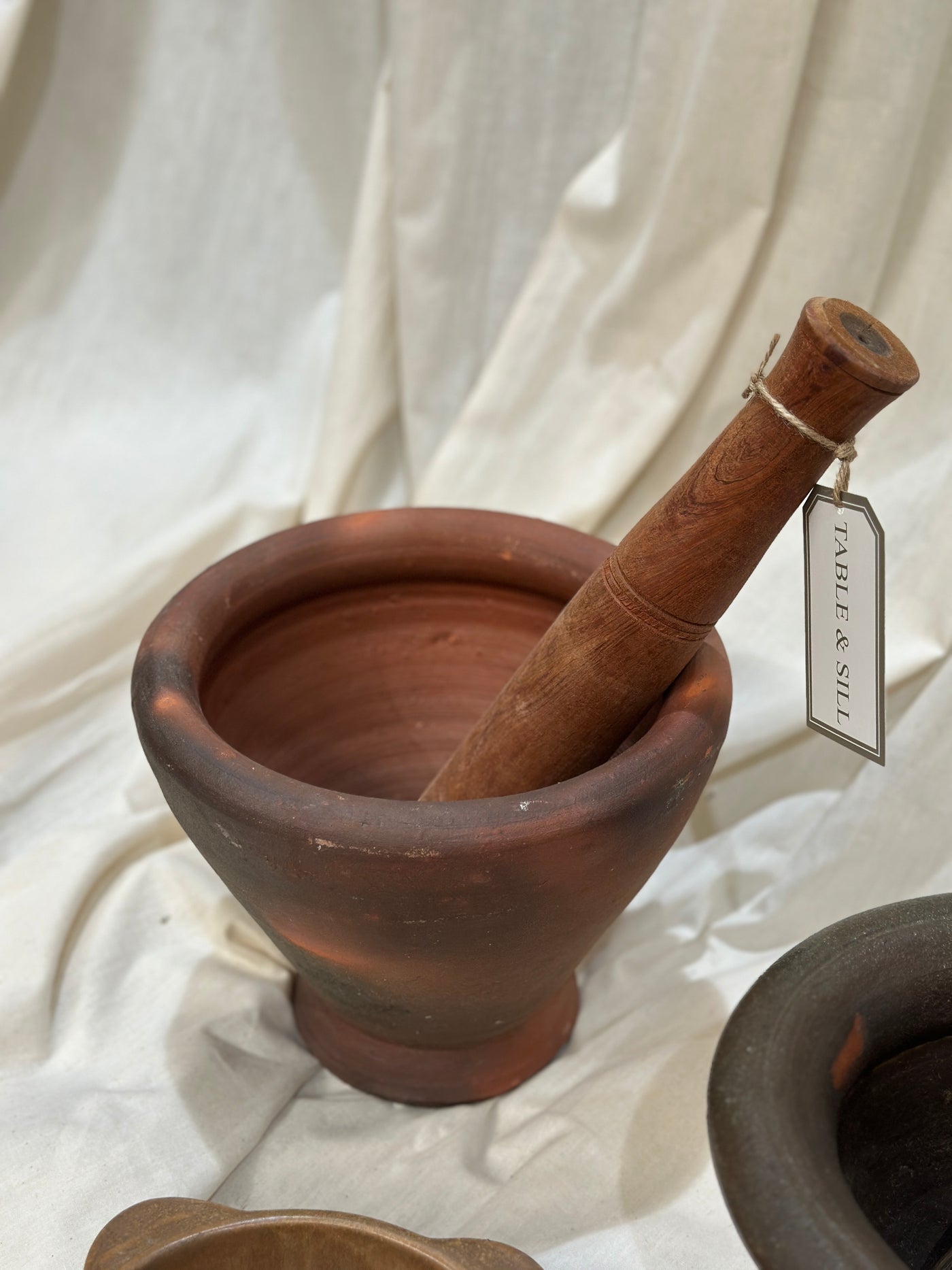 Vintage Terracotta Clay Mortar & Pestle