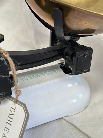 White Enamel & Brass Avery Scales