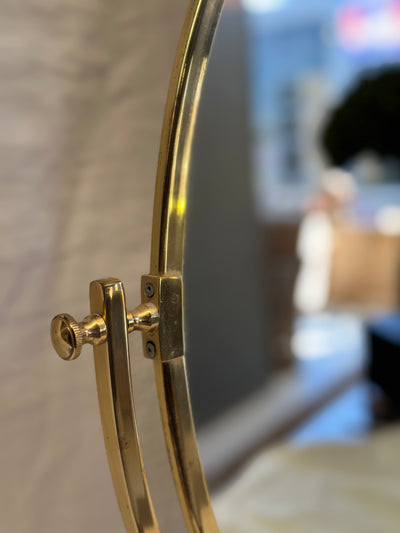 1950s Brass Vanity Mirror Velvet Back