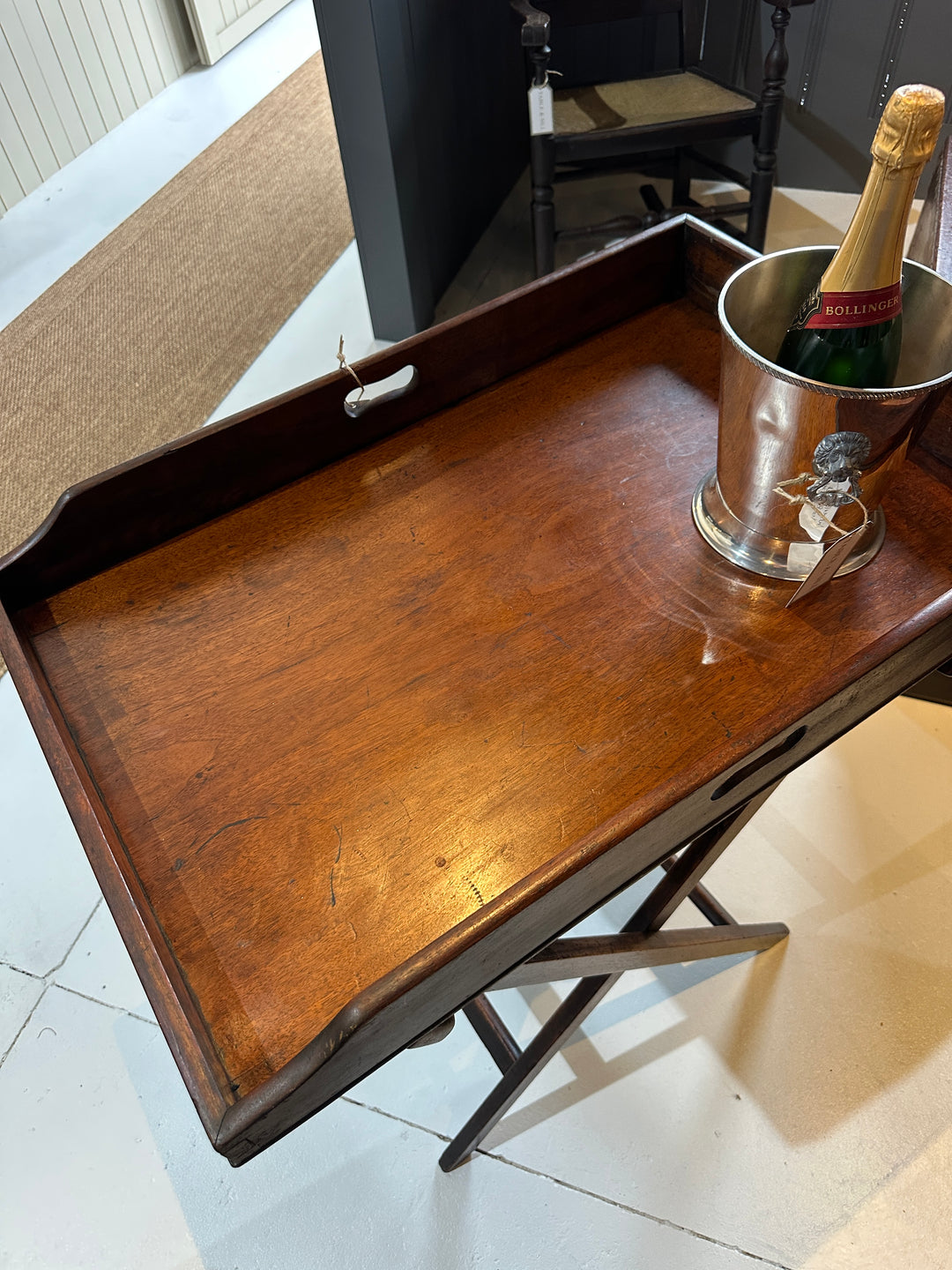 19th Century Mahogany English Butlers Tray Table