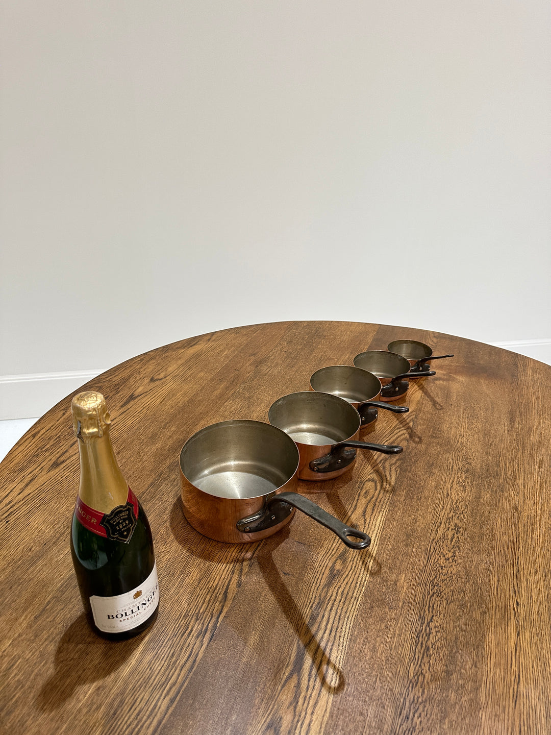 Set of 5 French Copper Saucepans (B)
