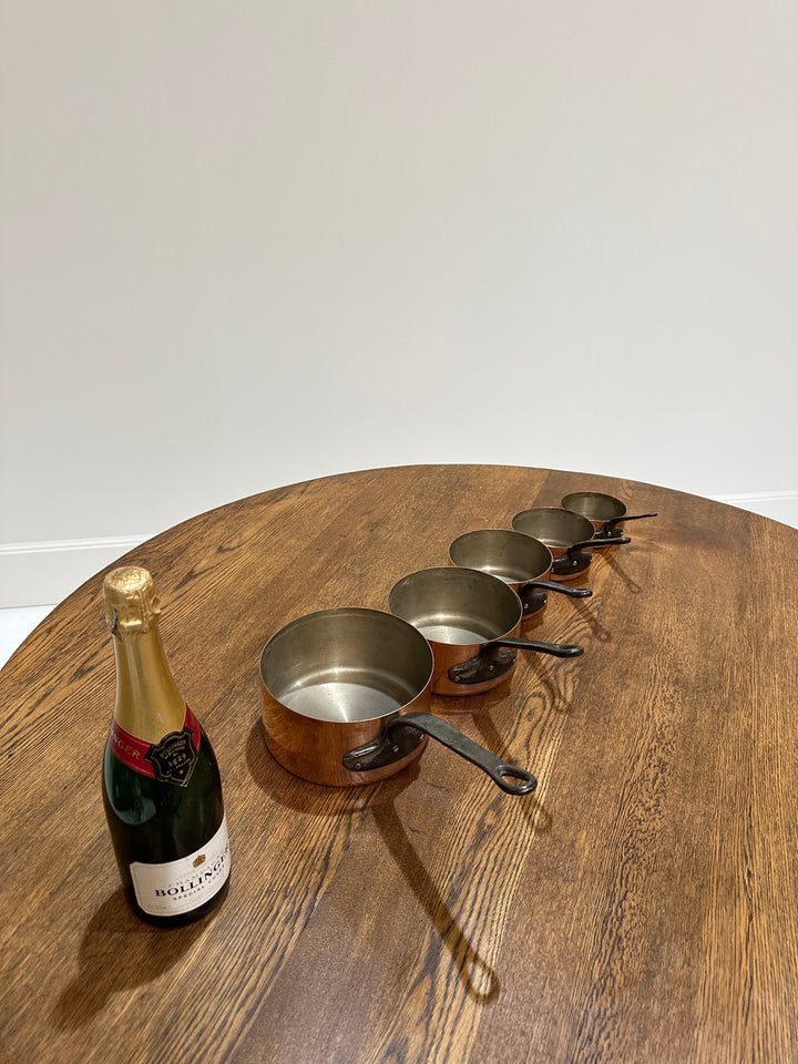 Set of 5 French Copper Saucepans (B)