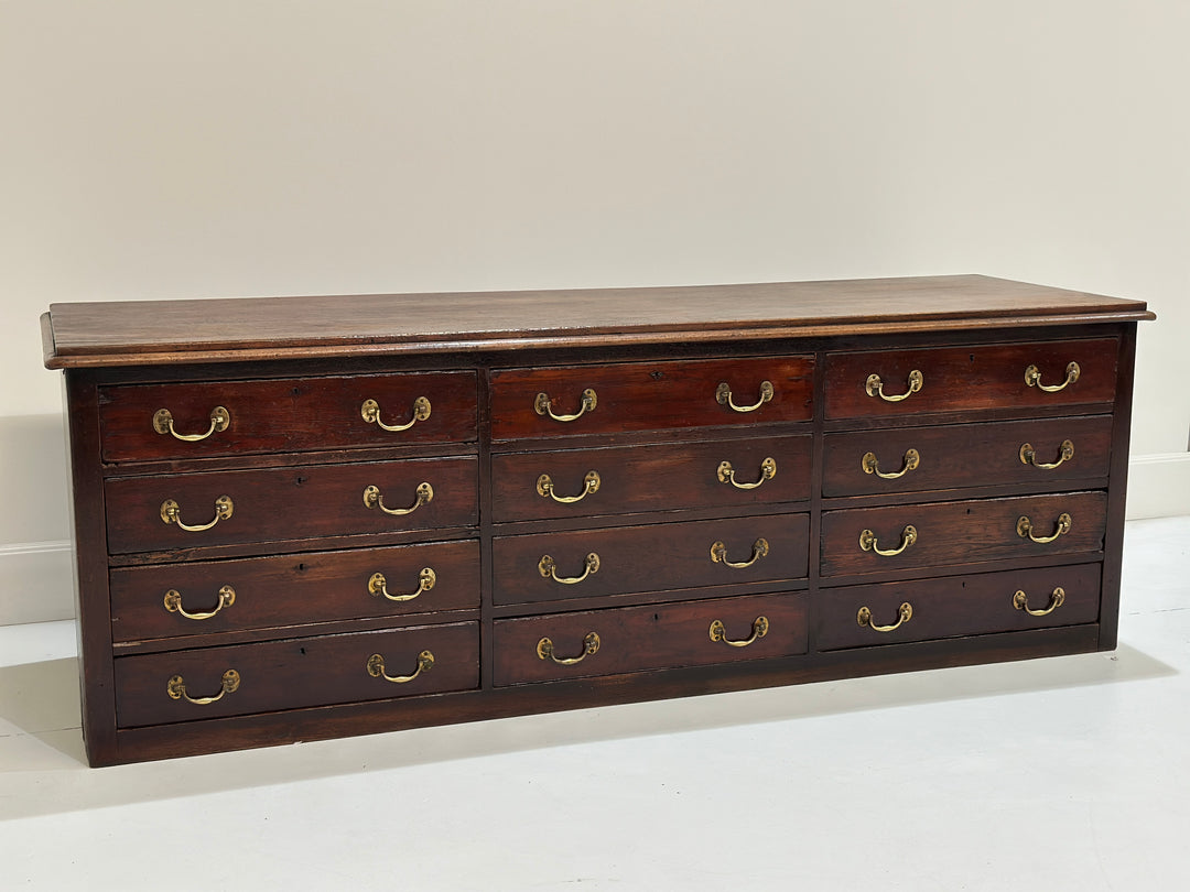 Large English Bank Of Drawers