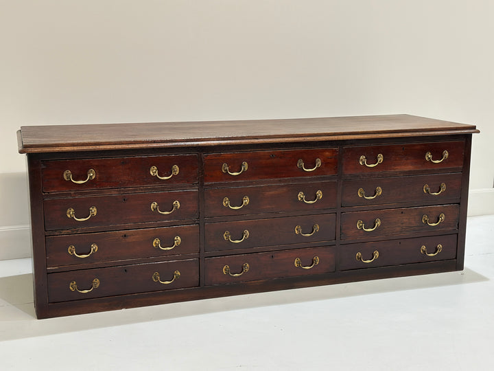 Large English Bank Of Drawers
