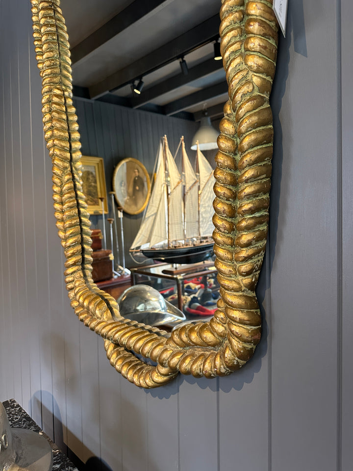 Large French 19th Century Rope Twist Giltwood Mirror