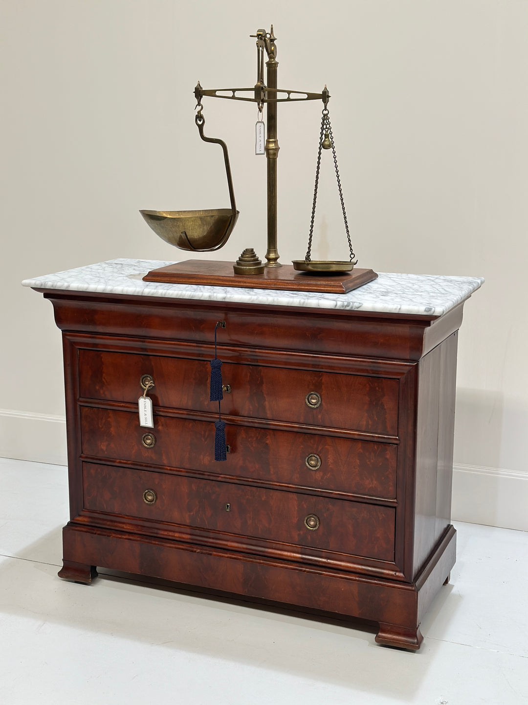 19th Century French Marble Top Commode Chest Of Drawers