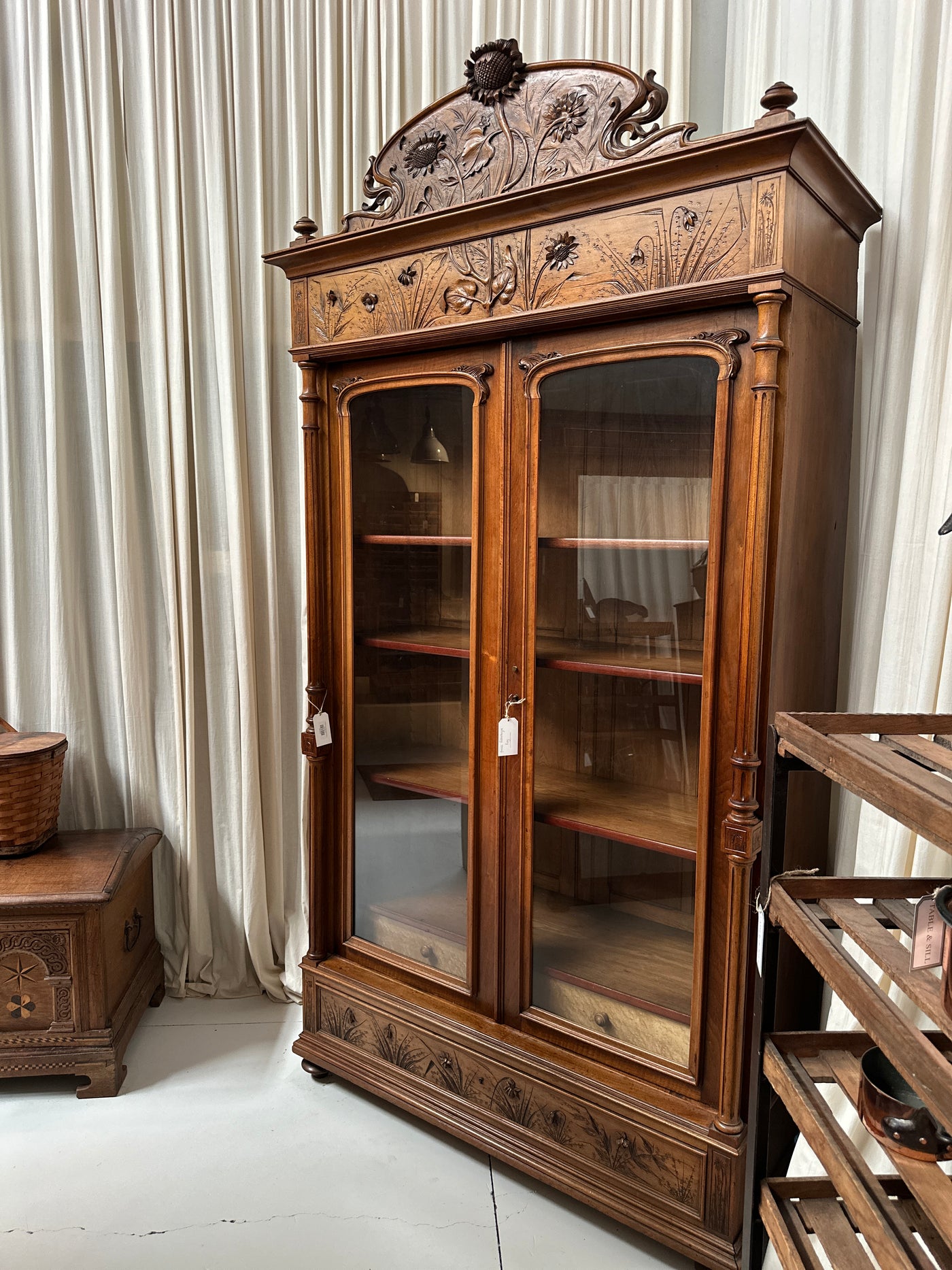 C1890 French Walnut Bibliotheque