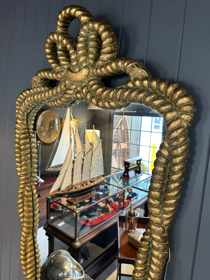 Large French 19th Century Rope Twist Giltwood Mirror