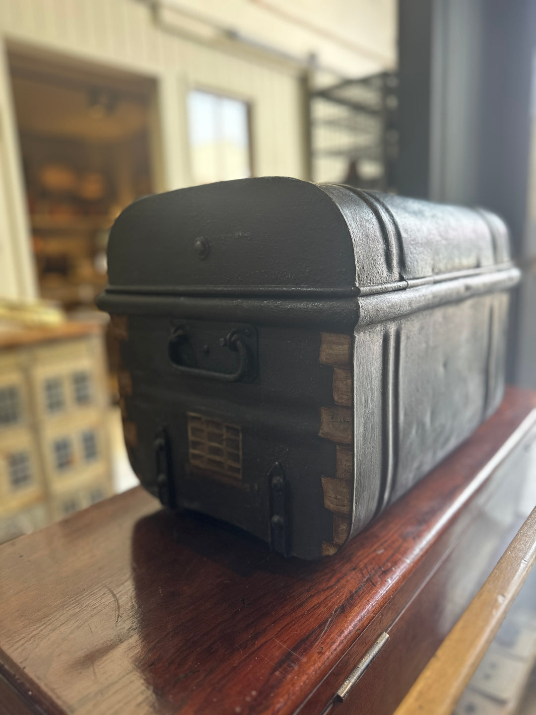Small Antique Trunk With Hand Painted Scene