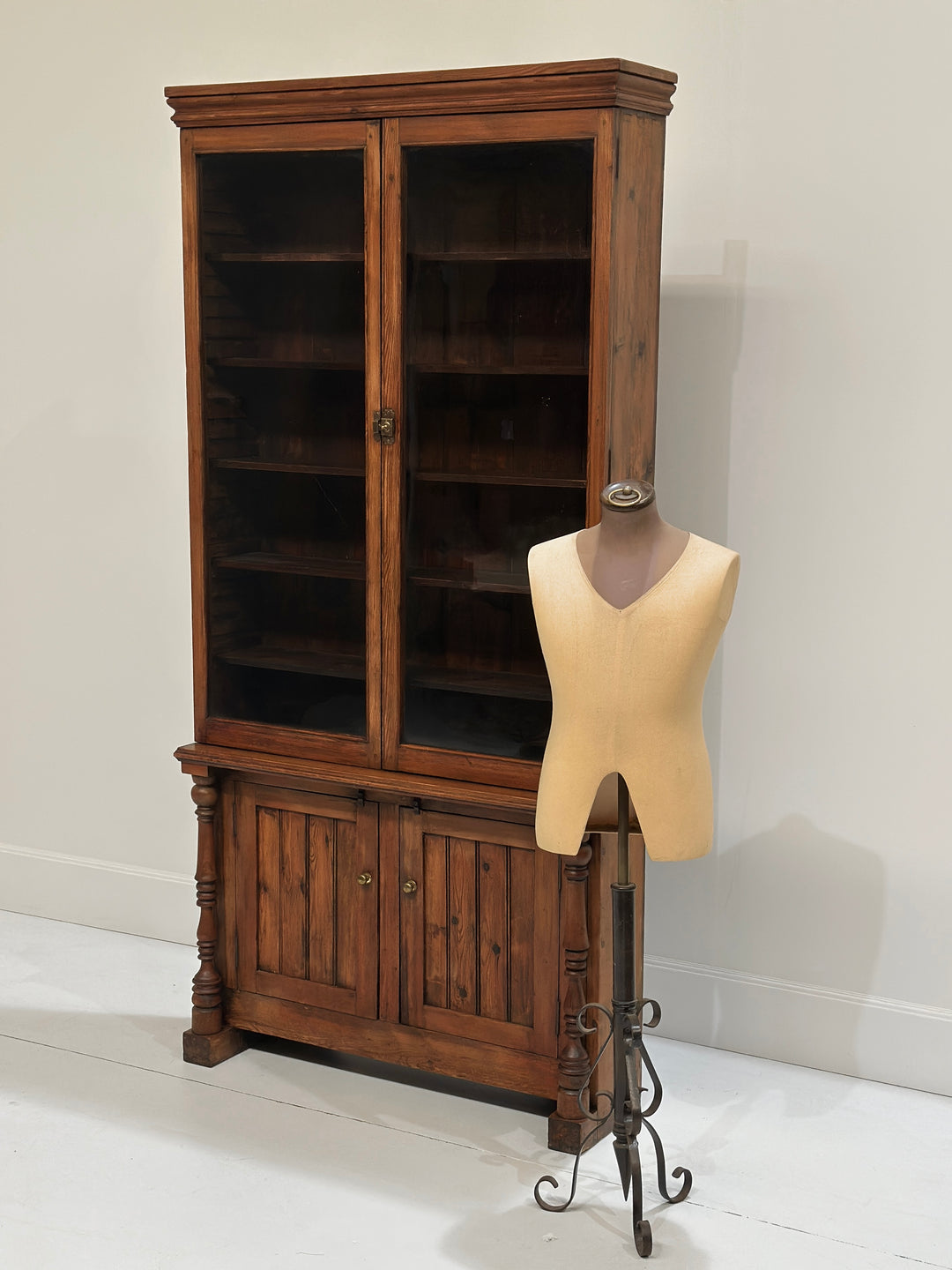 Tall Glazed English Bookcase