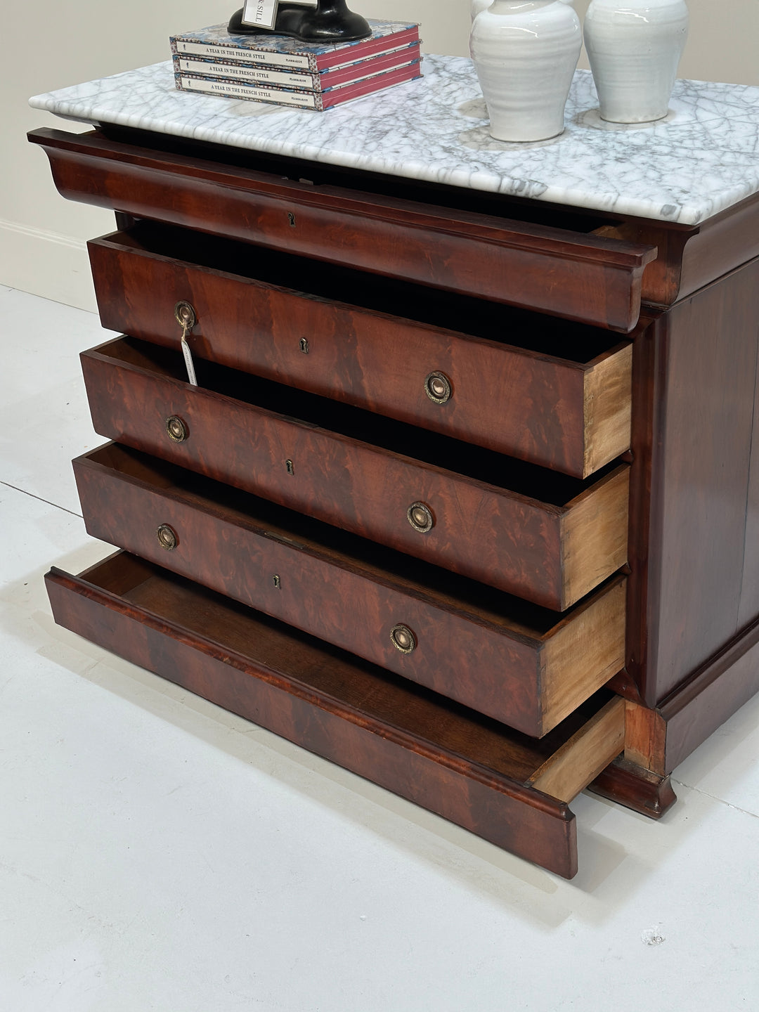 19th Century French Marble Top Commode Chest Of Drawers