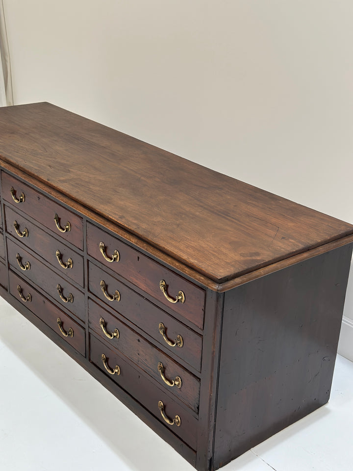 Large English Bank Of Drawers