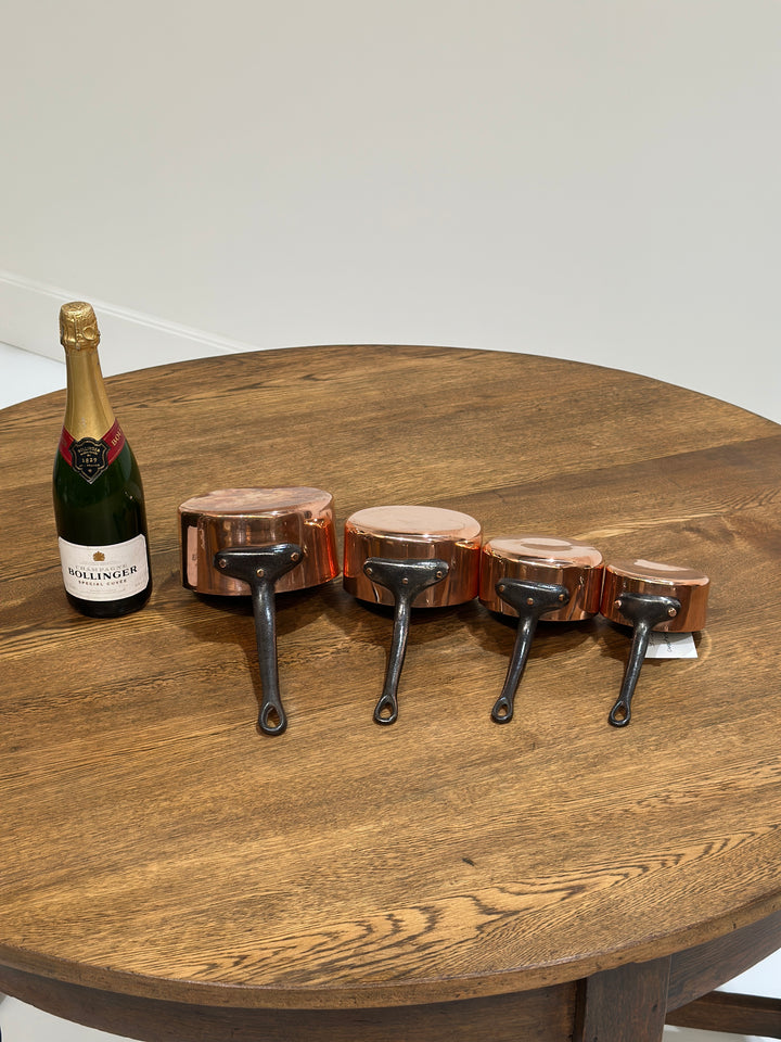Set of 4 Copper Saucepans