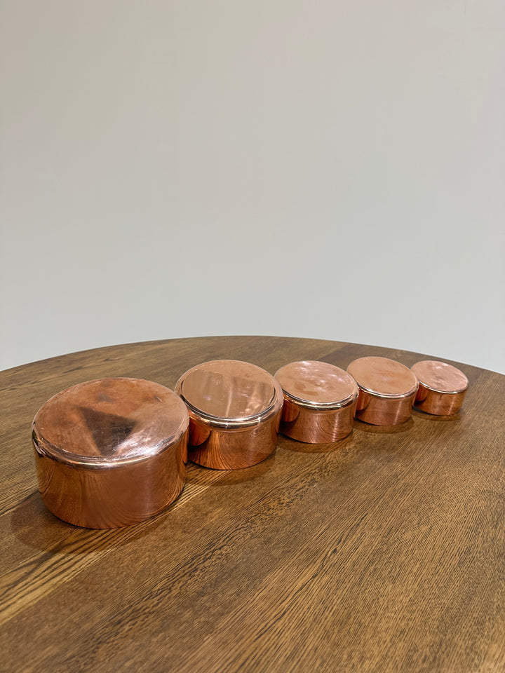 Set of 5 French Copper Saucepans (B)
