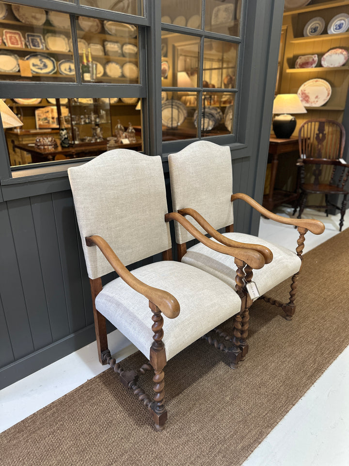 Pair of French Oak Louis XIII Armchairs