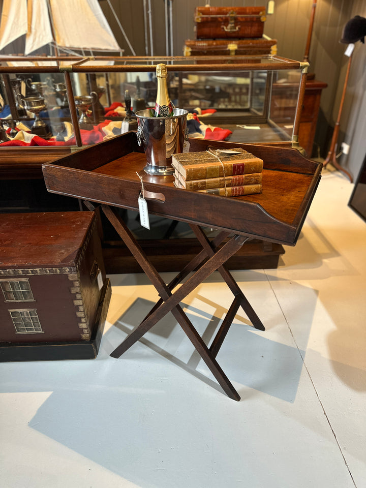 19th Century Mahogany English Butlers Tray Table