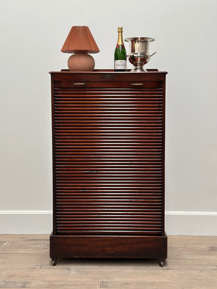 Antique Tambour Roll Front Filing Drawers