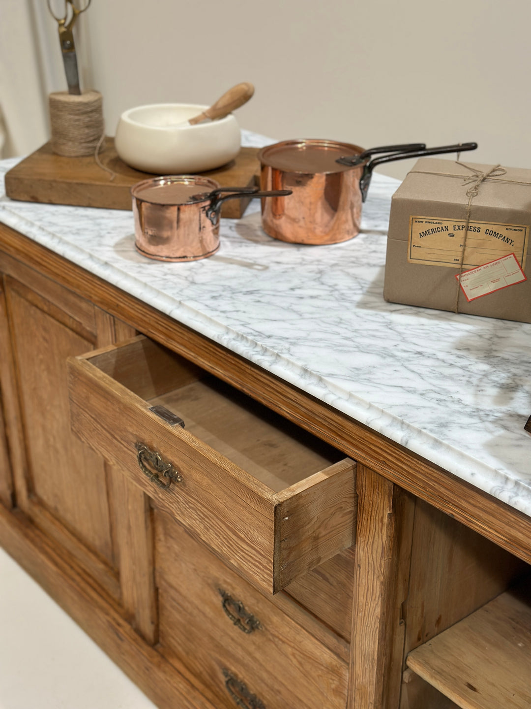 Antique French Buffet with Carrara Marble Top