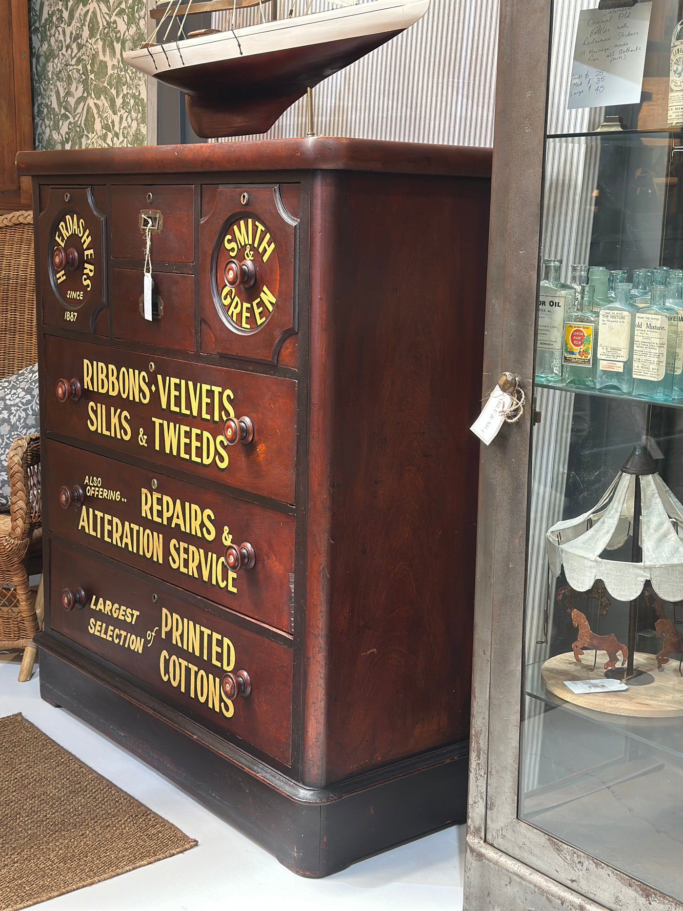 Australian Colonial Drawers with Haberdashery Signage