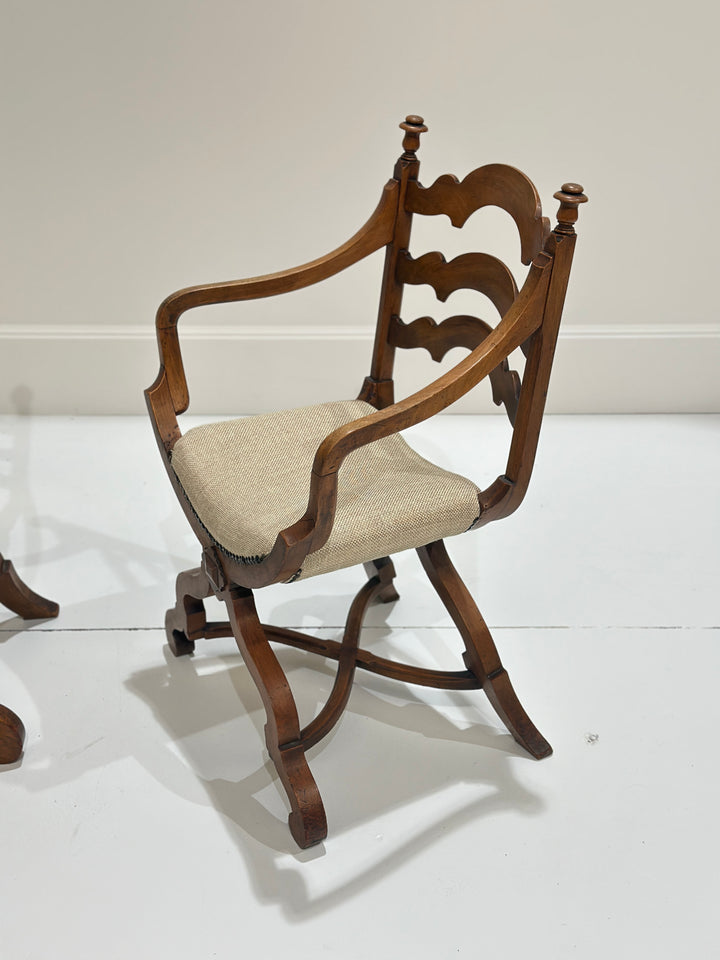 Pair of European Walnut Gondola Chairs
