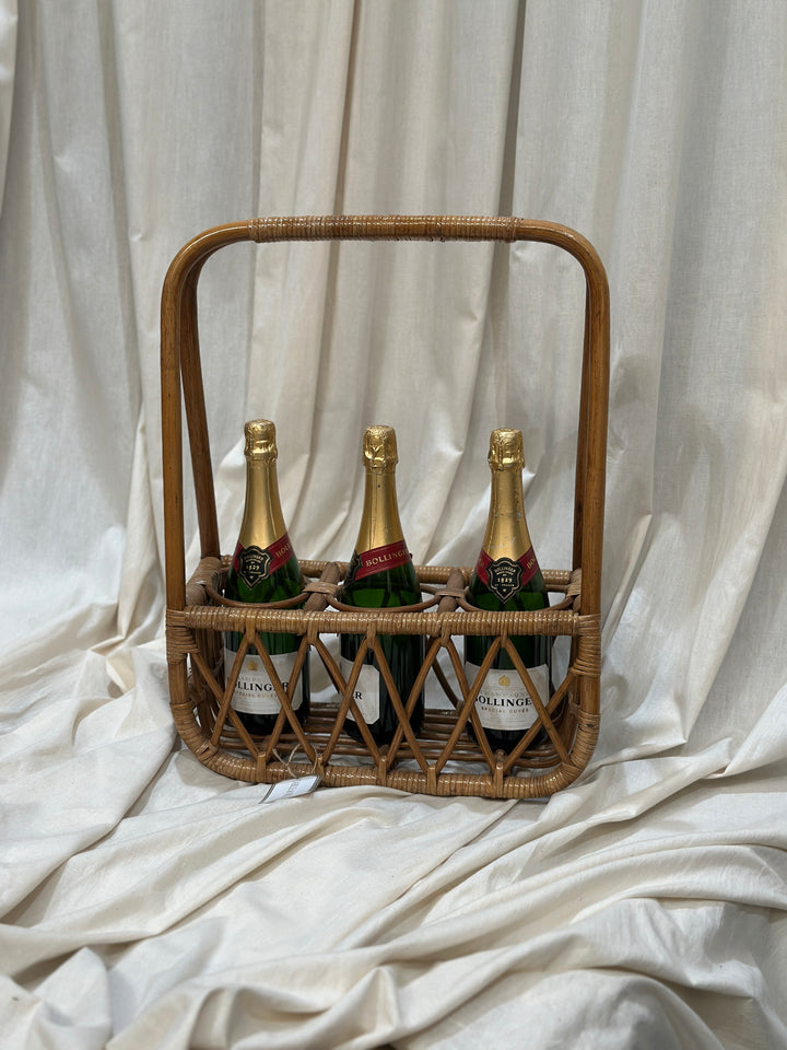 Vintage Wicker Wine Bottle Carrier