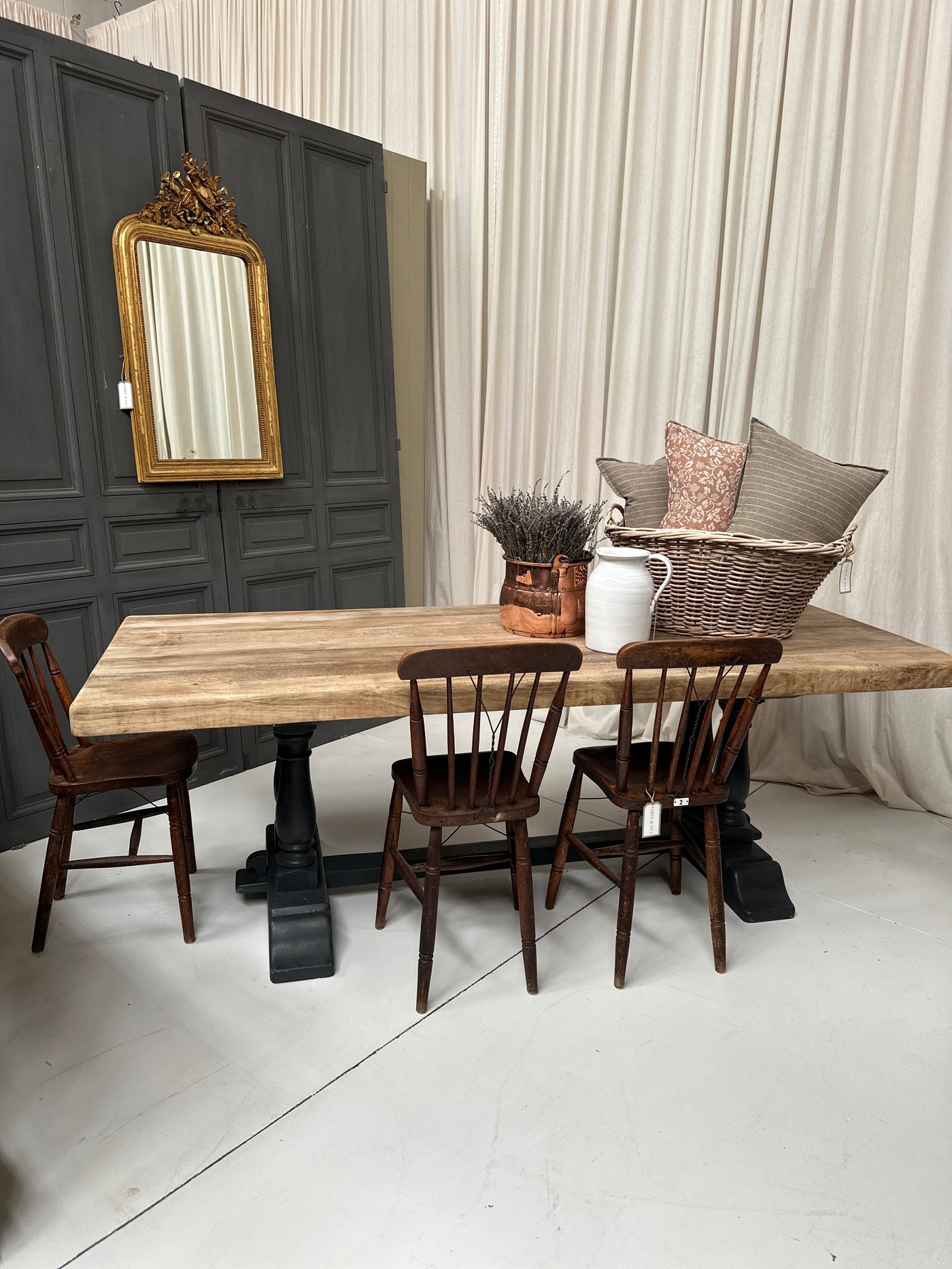 French Oak Pedestal Dining Table
