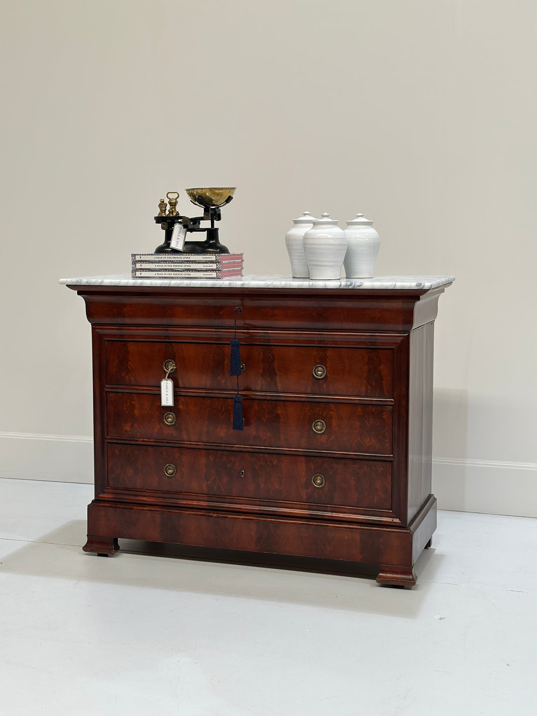 19th Century French Marble Top Commode Chest Of Drawers