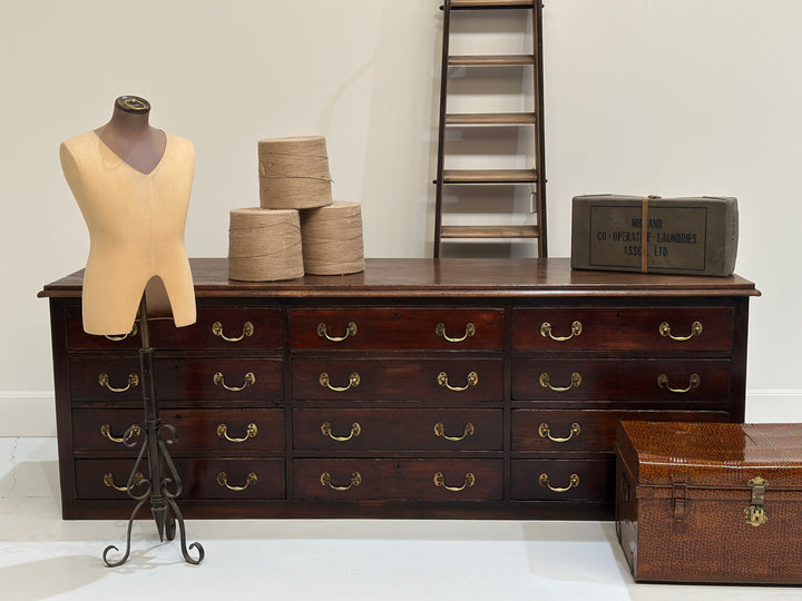 Large English Bank Of Drawers