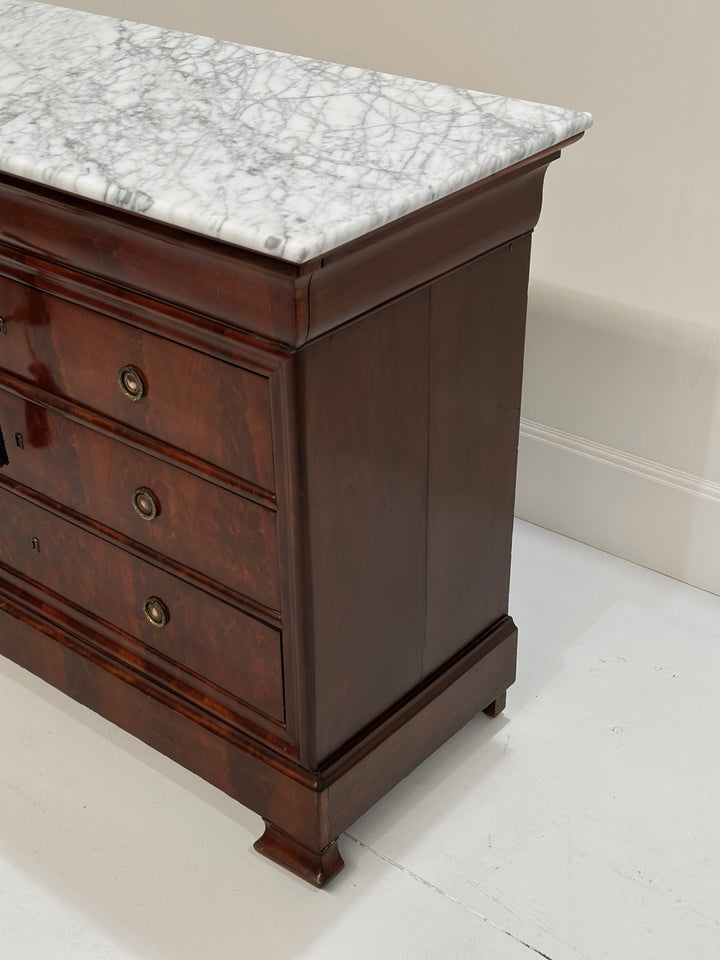 19th Century French Marble Top Commode Chest Of Drawers